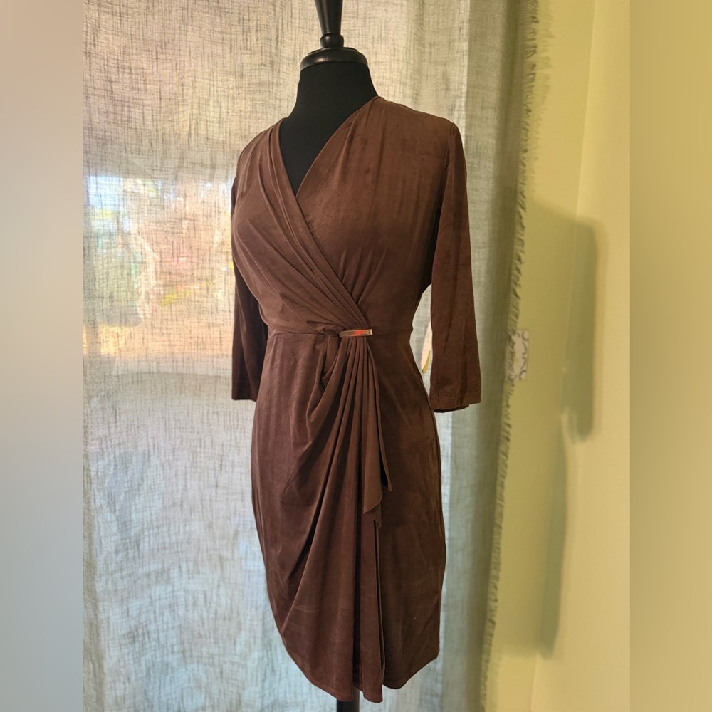 Emma & Michele Chocolate Brown Long Sleeve Dress